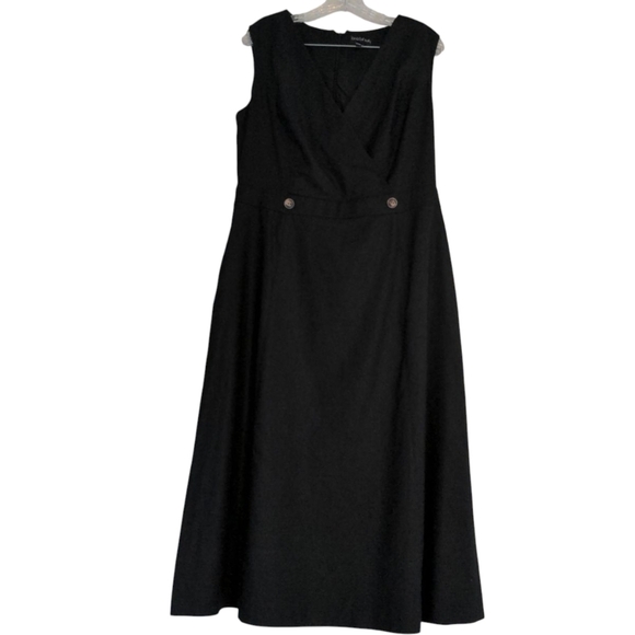Long Tall Sally Dress Women's 12 Black Cotton Linen Blend Pockets Lined - Picture 3 of 8